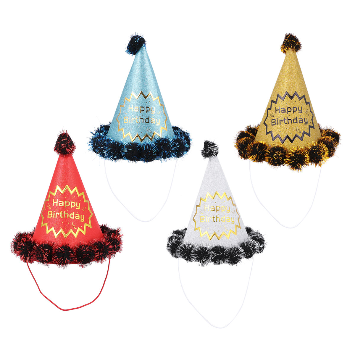 Party Hat Cone - 4 piezas de sombreros de cumpleaños